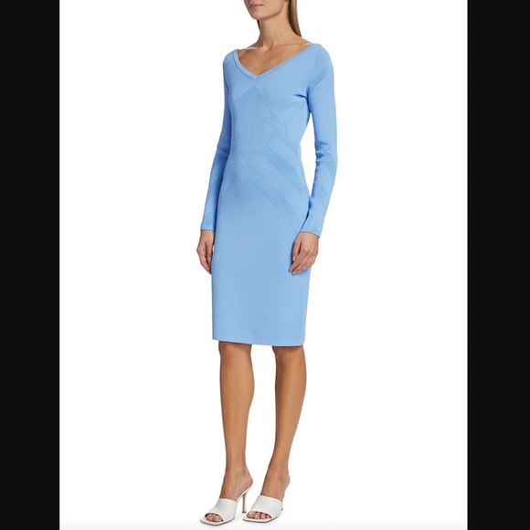 $1890 Burberry Blue Bandage Slim Fit Bodycon Orietta Mini Dress size XXS - Picture 2 of 13